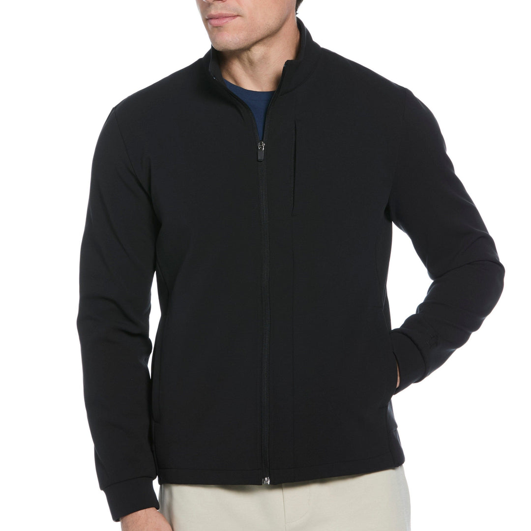 Long Sleeve Micro Texture Full Zip Jacket  (Caviar) 