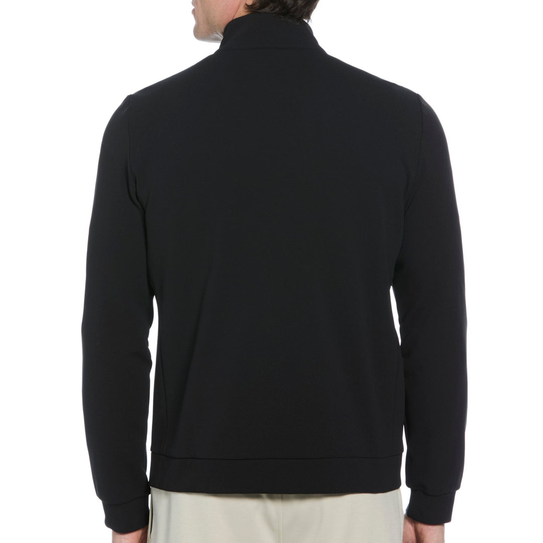 Long Sleeve Micro Texture Full Zip Jacket  (Caviar) 