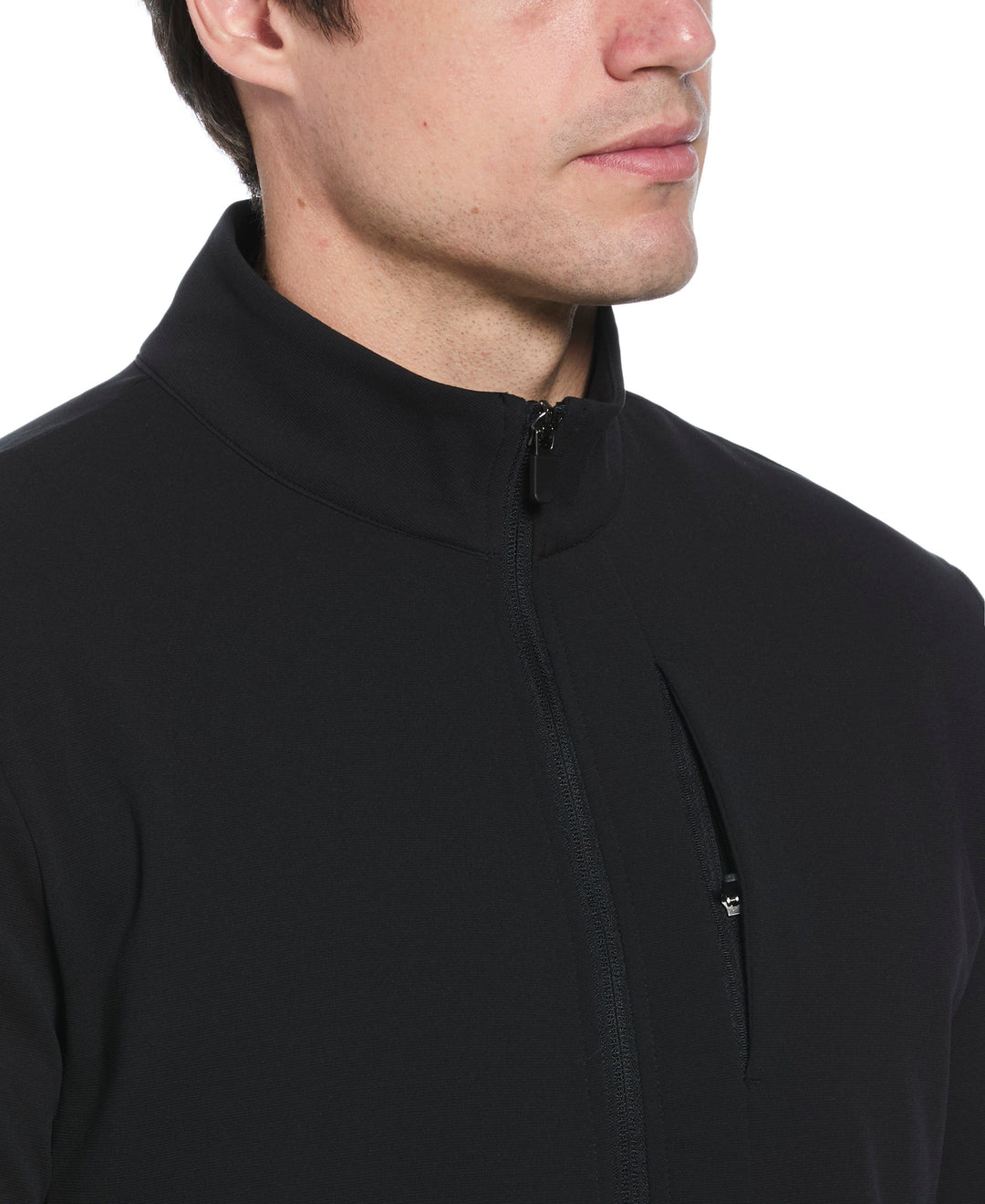 Long Sleeve Micro Texture Full Zip Jacket  (Caviar) 