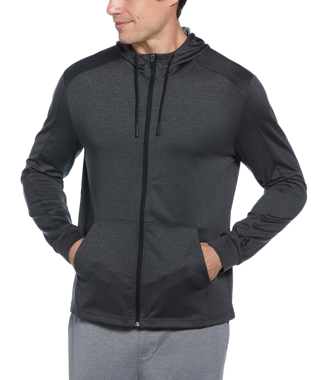 Long Sleeve Full Zip Midweight Pieced Hoodie (Dark Caviar Heather) 