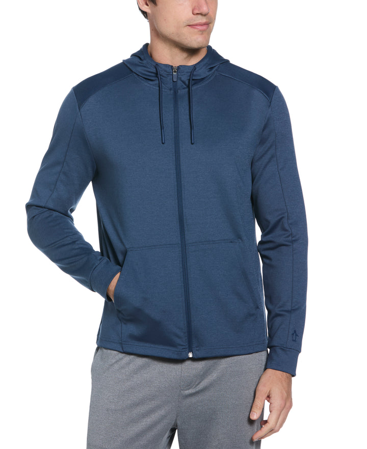 Long Sleeve Full Zip Midweight Pieced Hoodie (Insignia Blue Htr) 