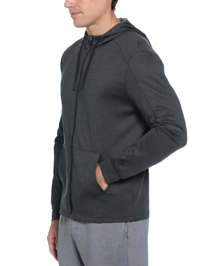 Long Sleeve Full Zip Midweight Pieced Hoodie (Dark Caviar Heather) 
