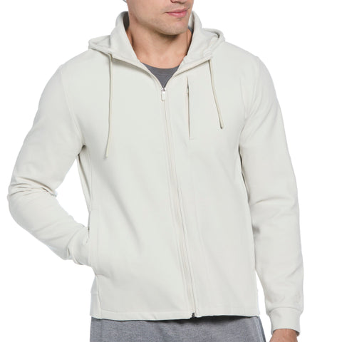 Micro Texture Full Zip Hoodie Jacket (Silver Birch) 