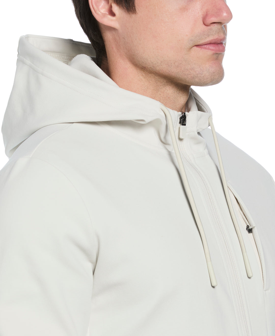Micro Texture Full Zip Hoodie Jacket (Silver Birch) 