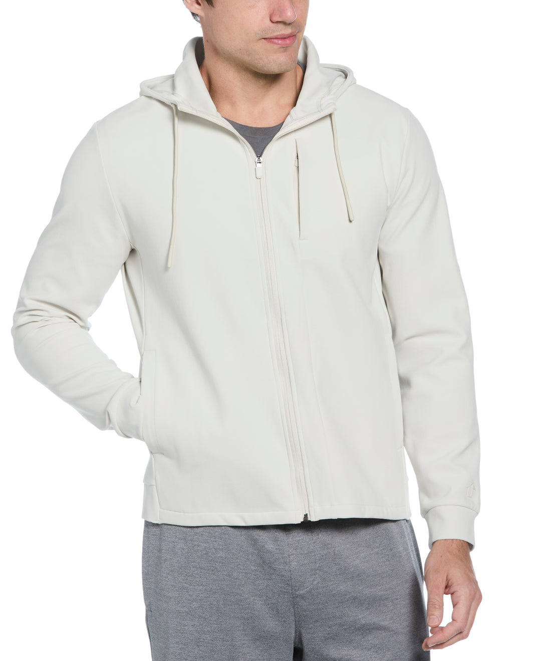 Micro Texture Full Zip Hoodie Jacket (Silver Birch) 