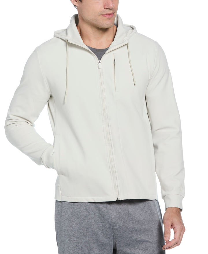 Micro Texture Full Zip Hoodie Jacket (Silver Birch) 