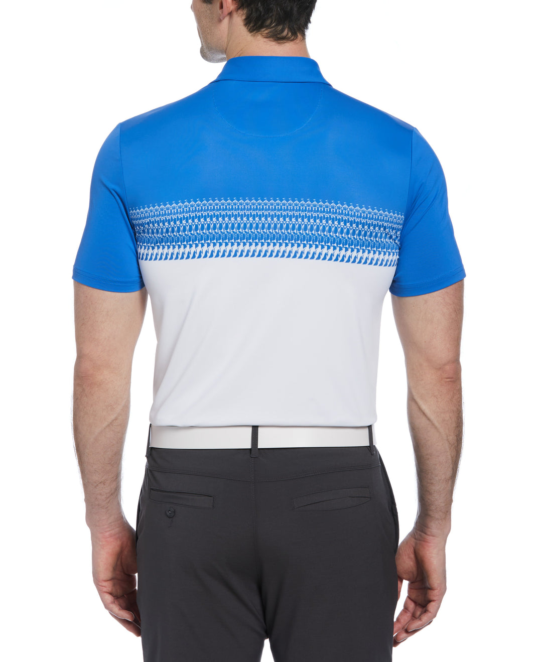 Penguin Stripe Block Print Short Sleeve Golf Polo Shirt (Nebulas) 