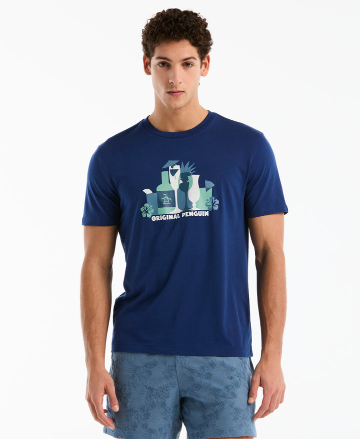 Original Penguin Pete Drinks Graphic Tee (Blue Depths) 