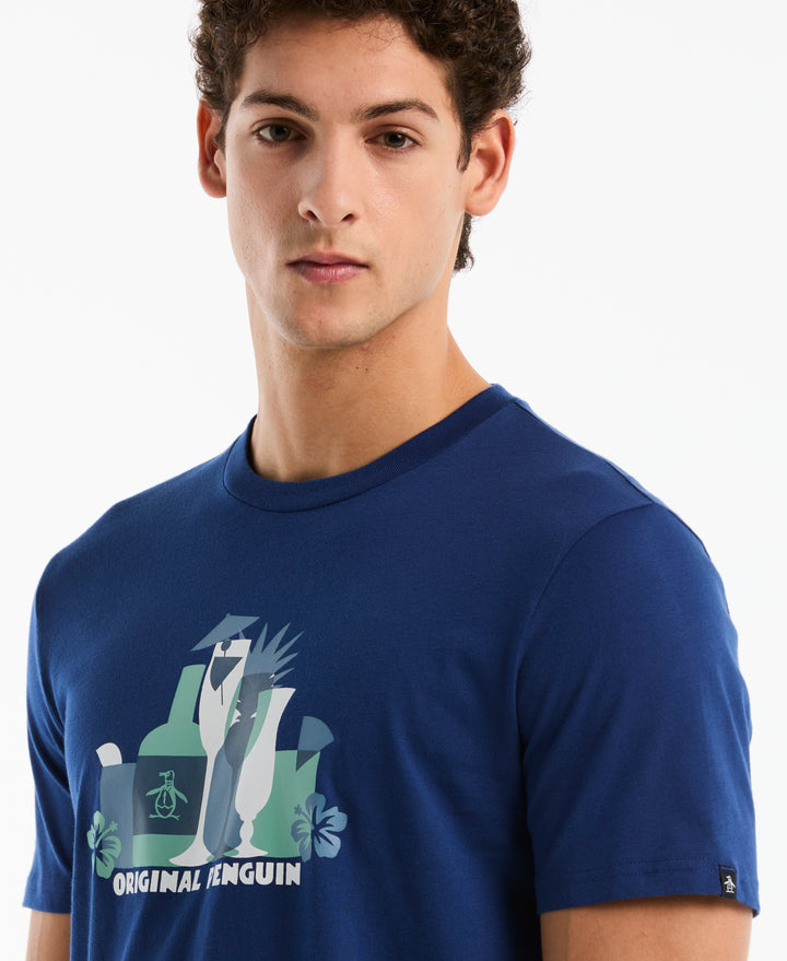 Original Penguin Pete Drinks Graphic Tee (Blue Depths) 