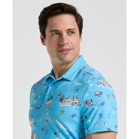 Pete 'N The Boat Print Golf Polo-Golf Polos-Original Penguin