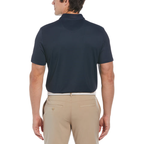 Pete Vertical Color Block Print Short Sleeve Golf Polo Shirt (Black Iris) 