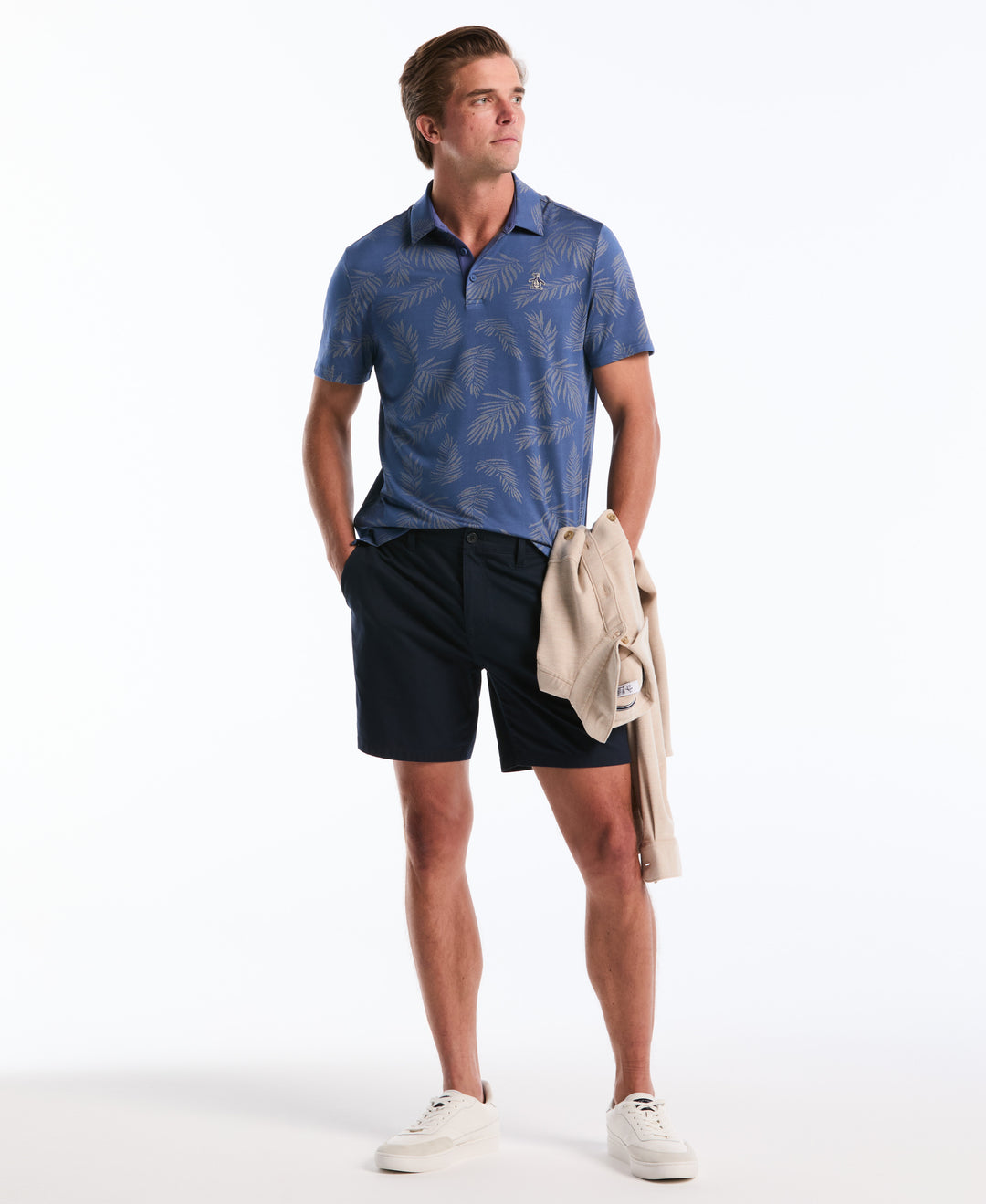 Pete's Botanical Jacquard Golf Polo (True Navy) 