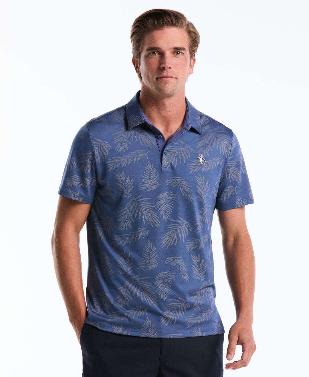 Pete's Botanical Jacquard Golf Polo (True Navy) 
