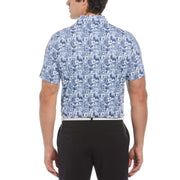 Novelty Grid Print Short Sleeve Golf Polo Shirt (Black Iris) 