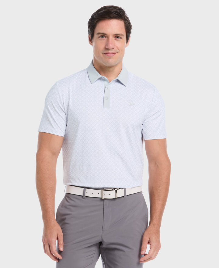 Pete's Geo Color Block Golf Polo (Bright White) 