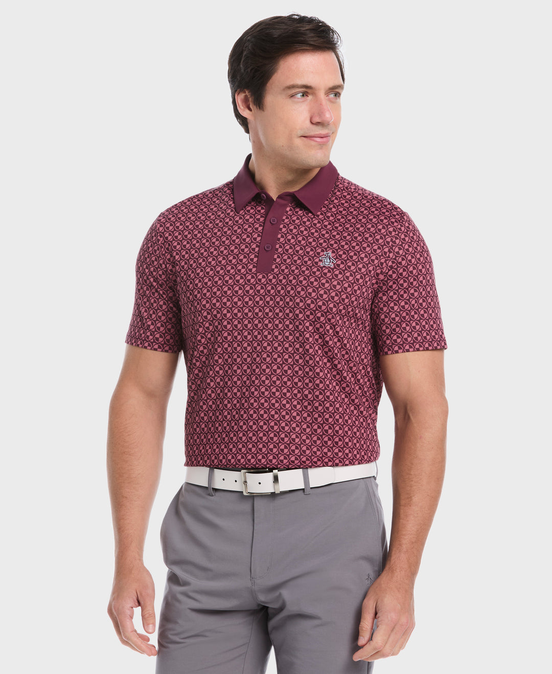 Geo Color Block Polo (Mauve Wine) 