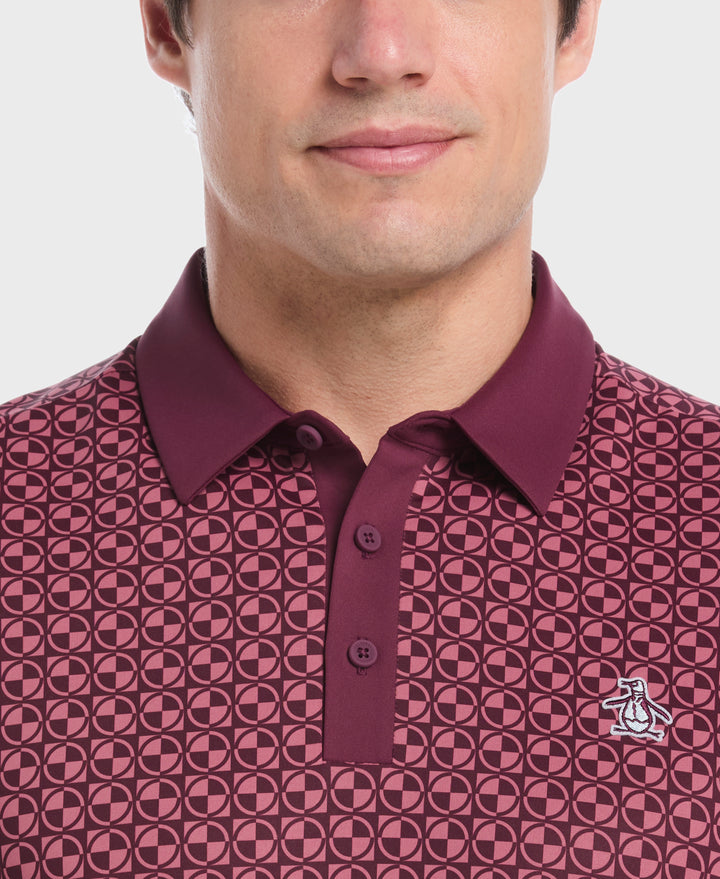 Geo Color Block Polo (Mauve Wine) 