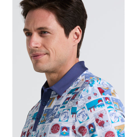 Pete's Stamp Statement Golf Polo (Bright White) 