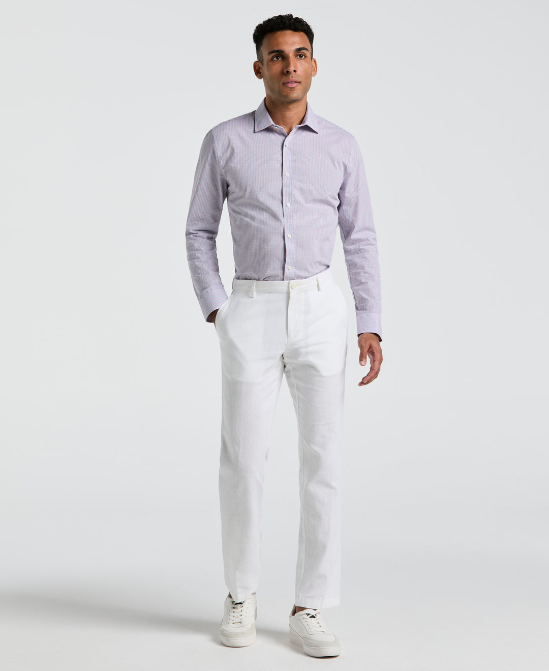 Linen Slim Fit Chino Pants (Bright White) 