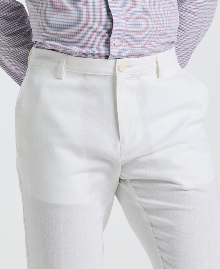 Linen Slim Fit Chino Pants (Bright White) 