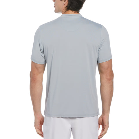 Piped Blade Collar Performance Short Sleeve Tennis Polo Shirt (Quarry) 