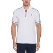 Piped Performance 1/4 Zip Tennis Polo  (Bright White) 