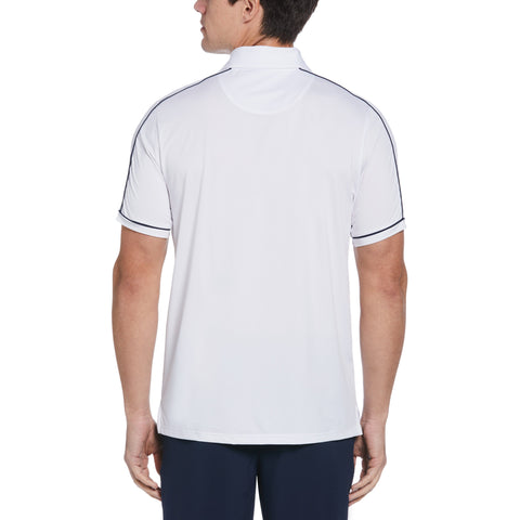 Piped Performance 1/4 Zip Tennis Polo  (Bright White) 