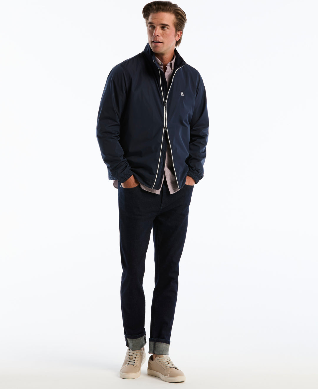 Piped Shell Windbreaker (Dark Sapphire) 
