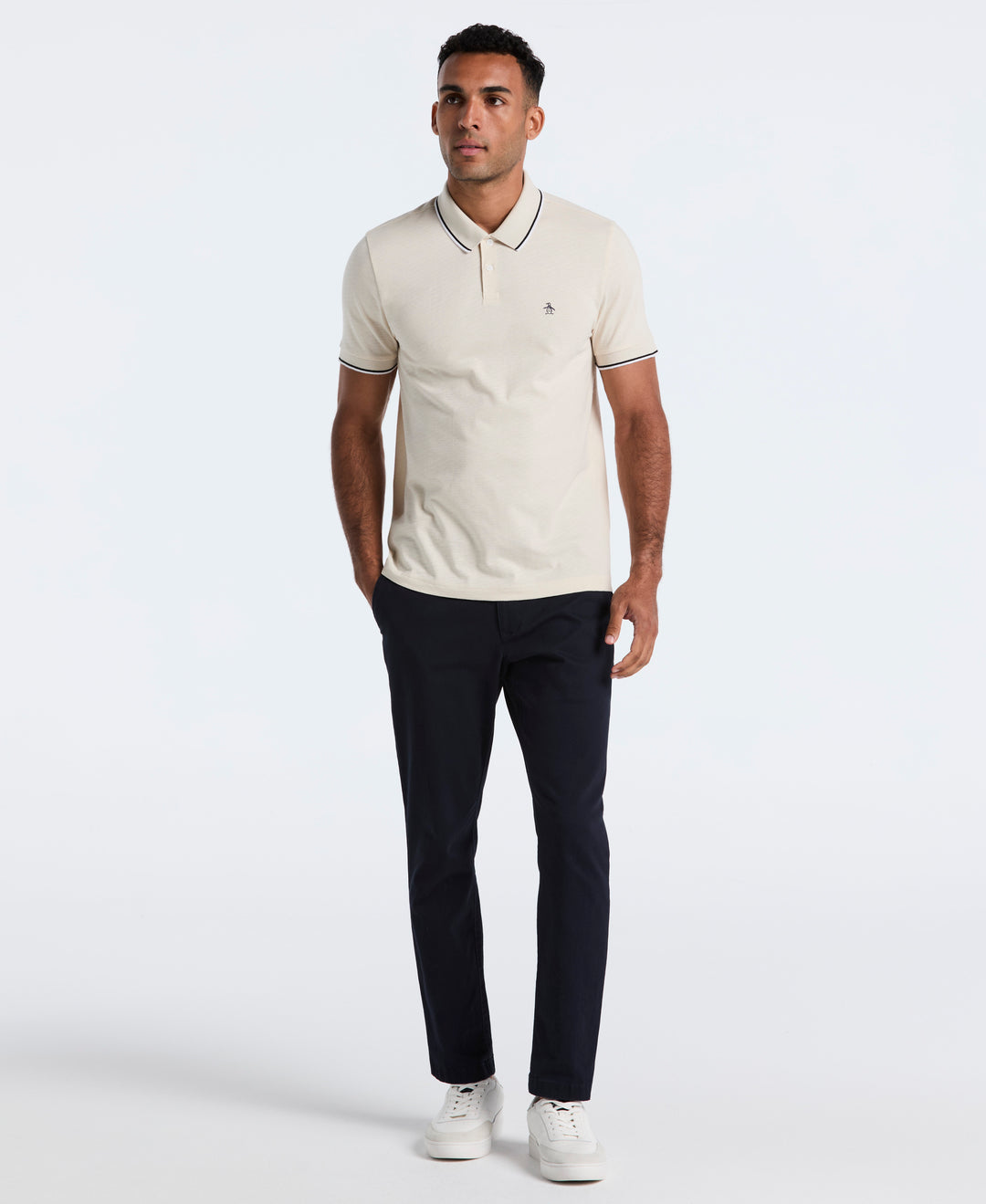 Cotton Pique Polo with Contrast Tipping (Birch) 