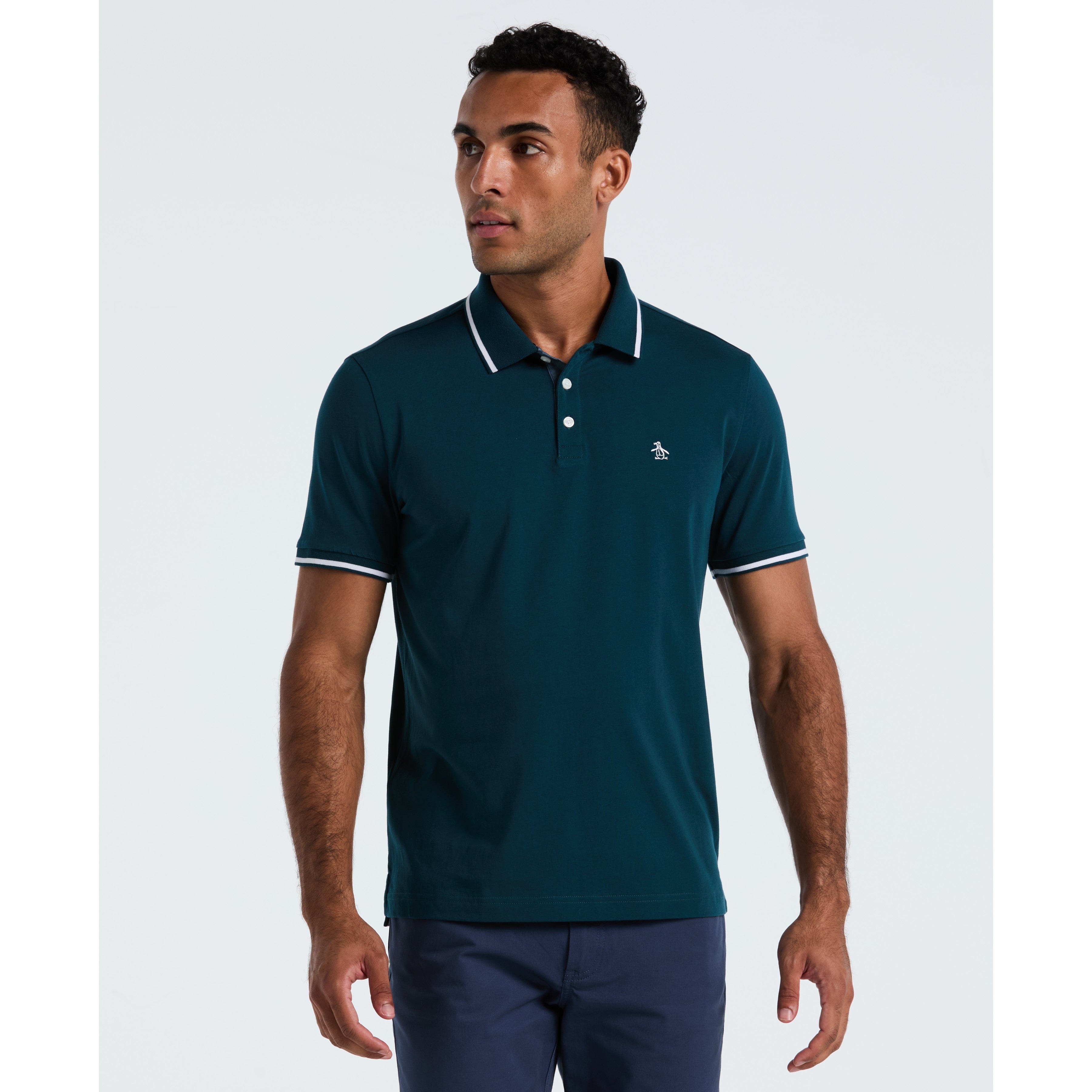 とりんけっつ1piu1uguale3 TURQU POLO VIII Pique Contrast Tipping Polo – Original Penguin US