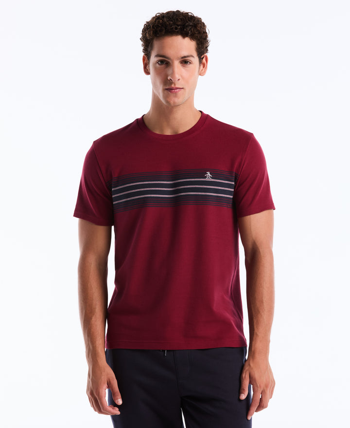 Pique Yard Dye Chest Stripe Tee (Cabernet) 