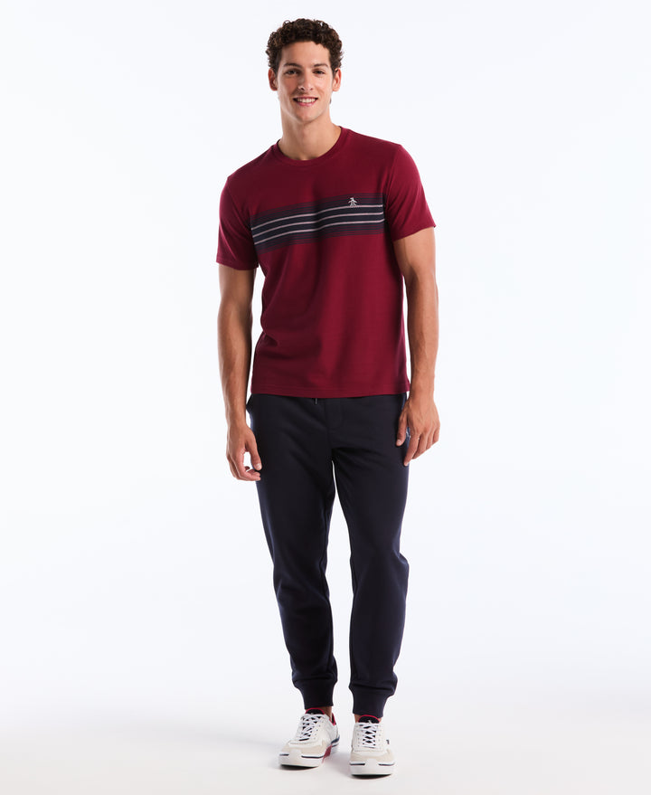 Pique Yard Dye Chest Stripe Tee (Cabernet) 