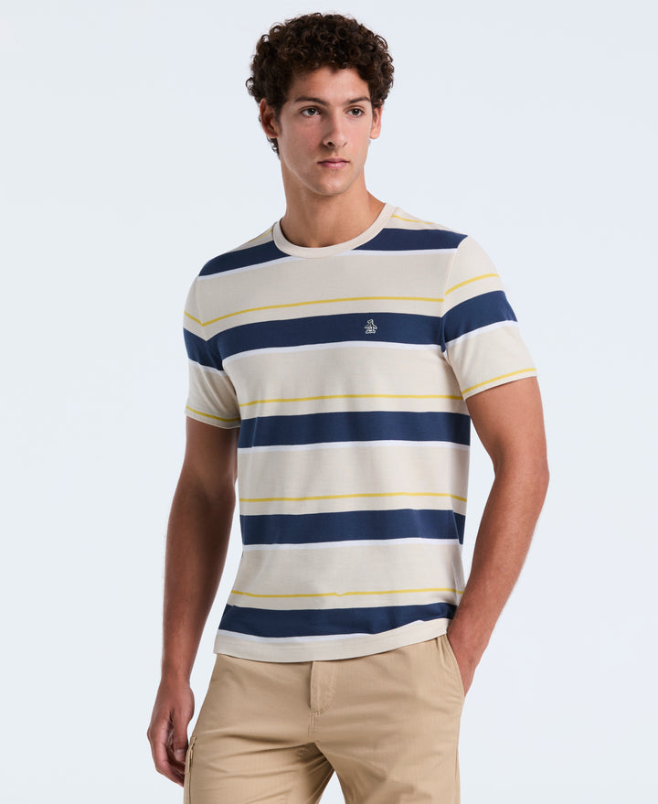 Cotton Pique Engineered Stripe Tee (Birch) 