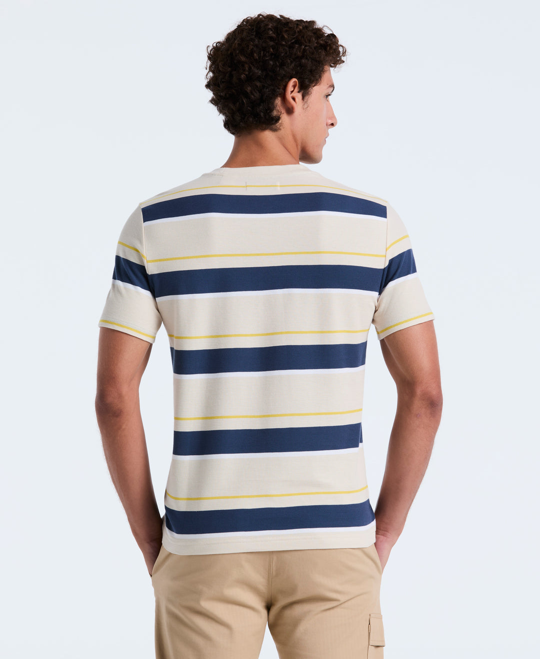 Cotton Pique Engineered Stripe Tee (Birch) 