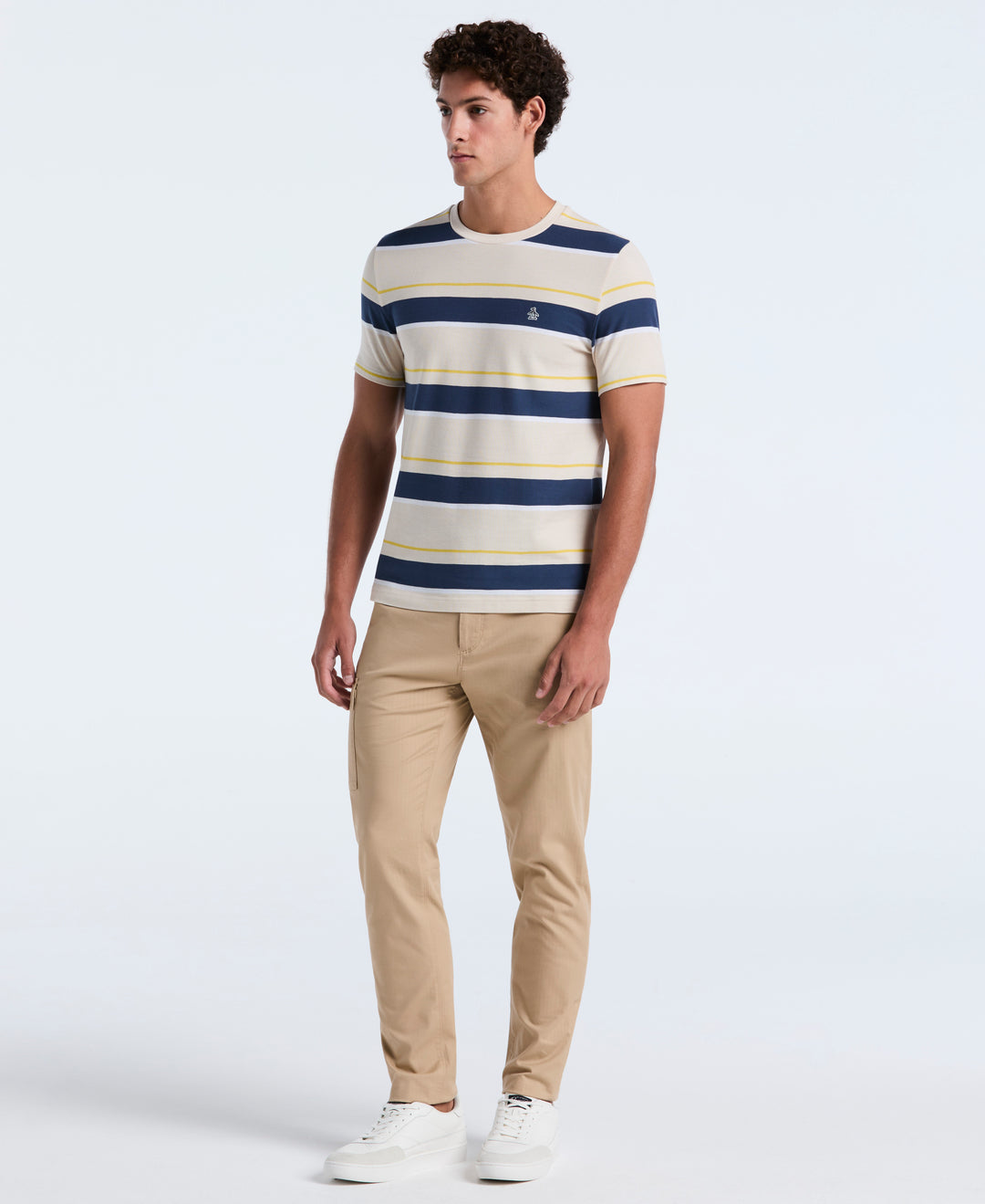 Cotton Pique Engineered Stripe Tee (Birch) 