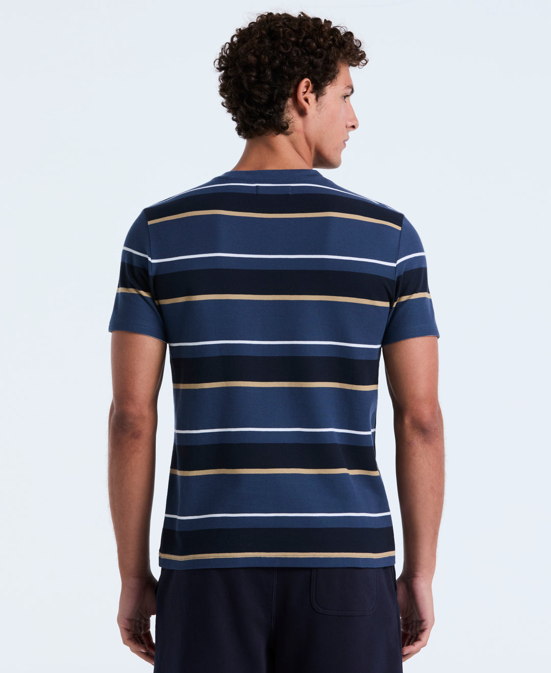 Cotton Pique Engineered Stripe Tee (Sargasso Sea) 
