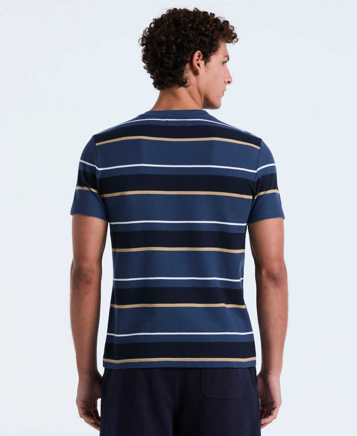 Cotton Pique Engineered Stripe Tee (Sargasso Sea) 