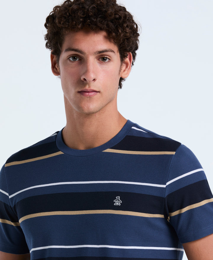 Cotton Pique Engineered Stripe Tee (Sargasso Sea) 
