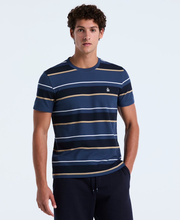 Cotton Pique Engineered Stripe Tee (Sargasso Sea) 