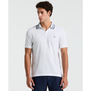 Cotton Pique Floral Print Collar Polo (Bright White) 