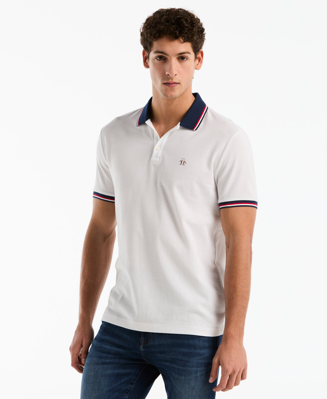 Cotton Pique National France Polo (Bright White) 