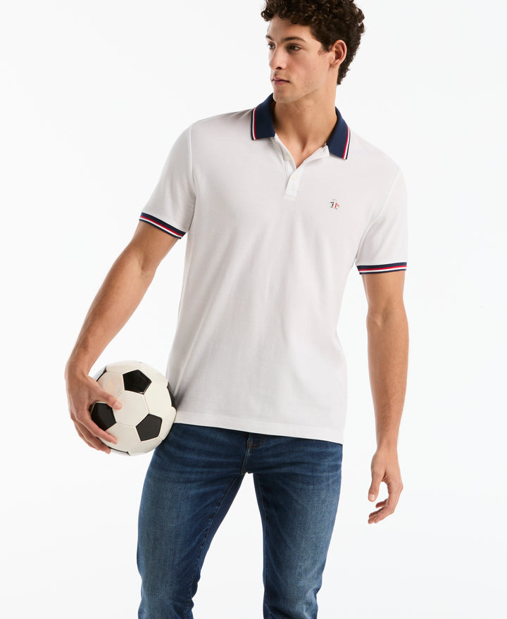 Cotton Pique National France Polo (Bright White) 