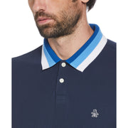 Pique Striped Tip Collar Polo (Dress Blues) 