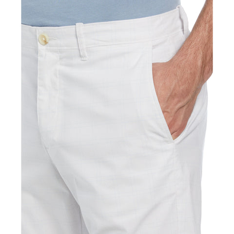 Cotton Blend Check Pattern Slim Fit Chino (Bright White) 