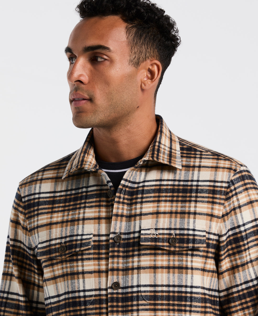 Cotton Plaid Flannel Shirt Jacket (Birch) 