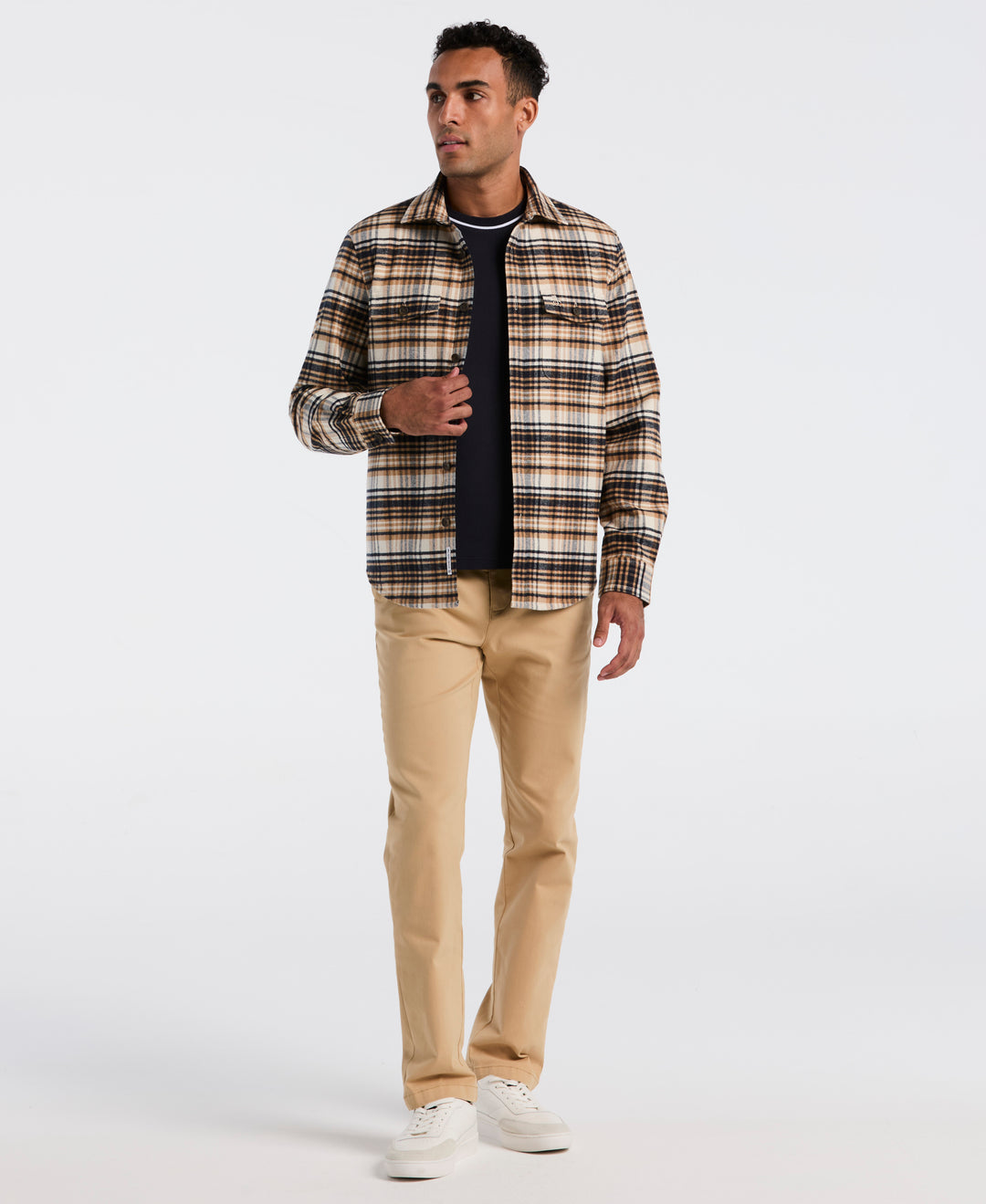 Cotton Plaid Flannel Shirt Jacket (Birch) 