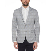 Light Grey Plaid Knit Blazer (Light Grey) 