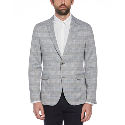 Light Grey Plaid Knit Blazer (Light Grey) 