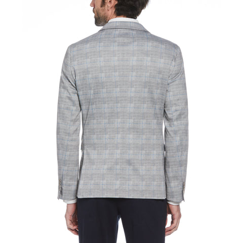 Light Grey Plaid Knit Blazer (Light Grey) 