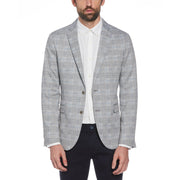 Light Grey Plaid Knit Blazer (Light Grey) 